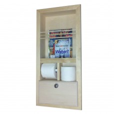 WG Wood Products Recessed Magazine Rack with Double Toilet Paper and Storage Cubby WGWP1026